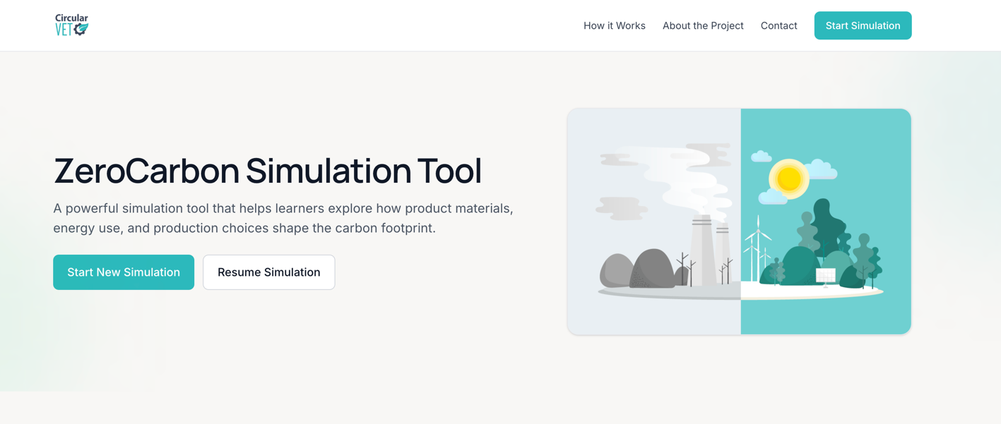 ZeroCarbon carbon footprint simulator — EU-funded vocational education tool